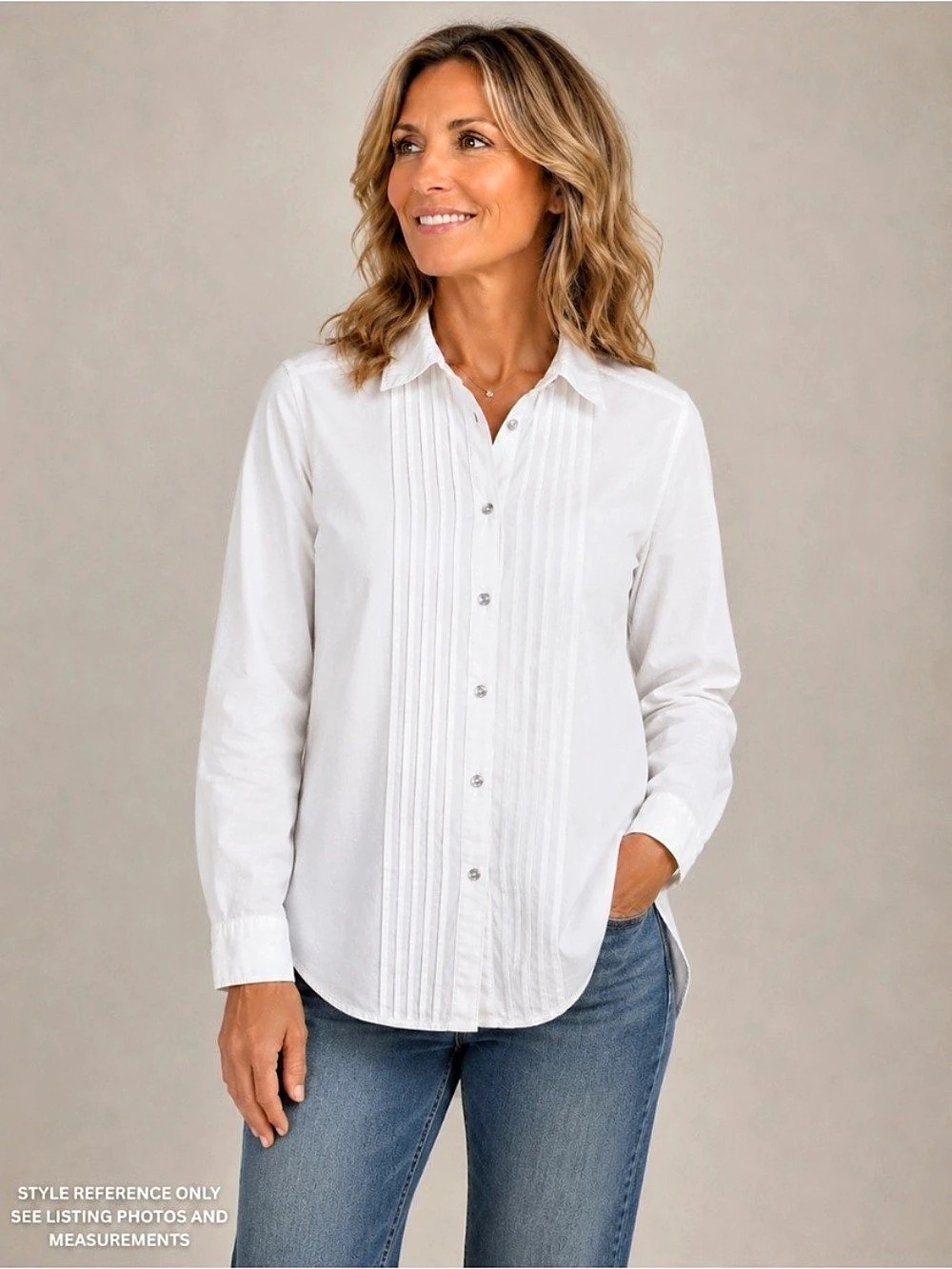 Sundance Tessa Tuxedo Pintuck Button Down Shirt White Medium NWOT 100% Cotton